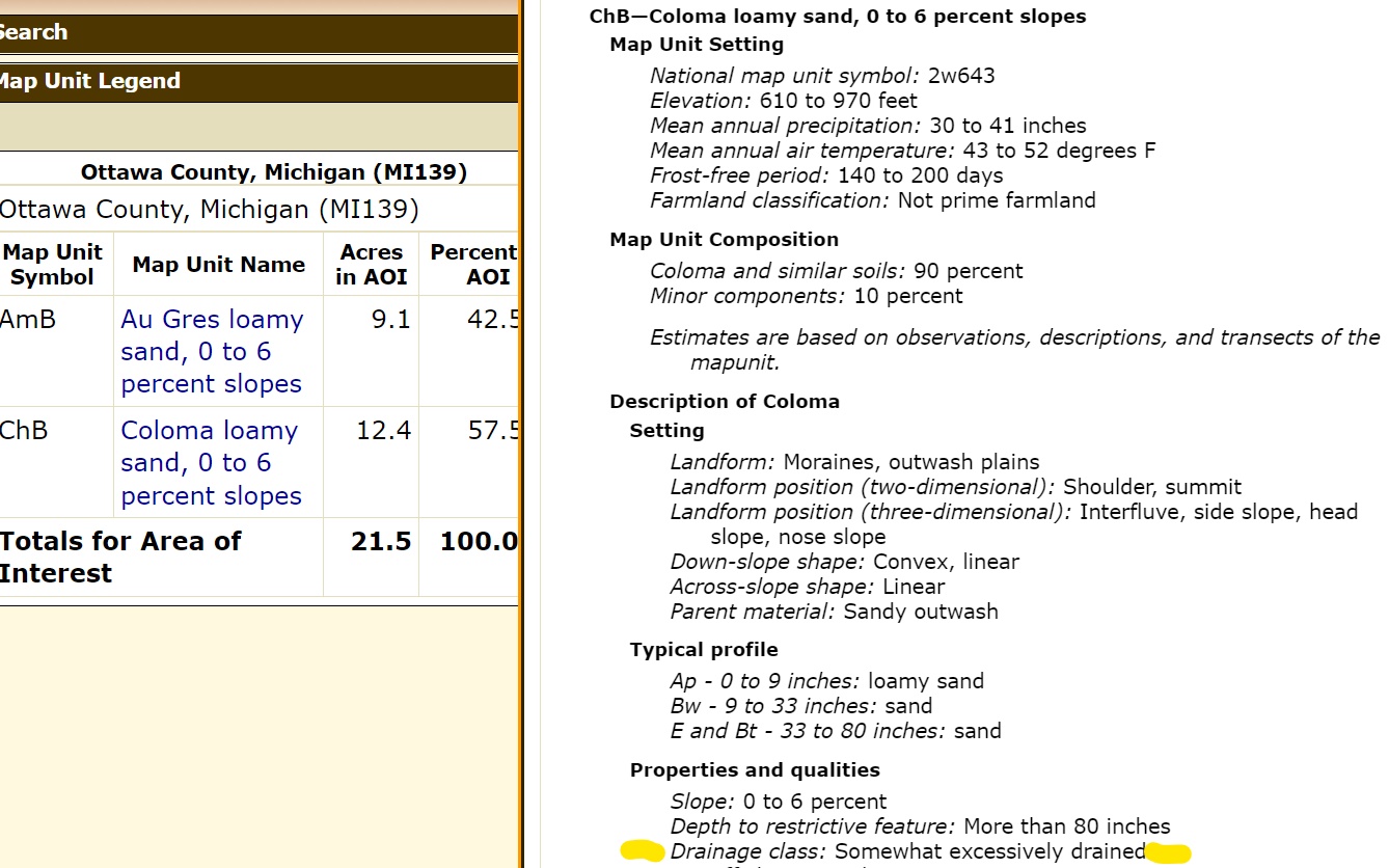 Soil classification of Coloma loamy sand